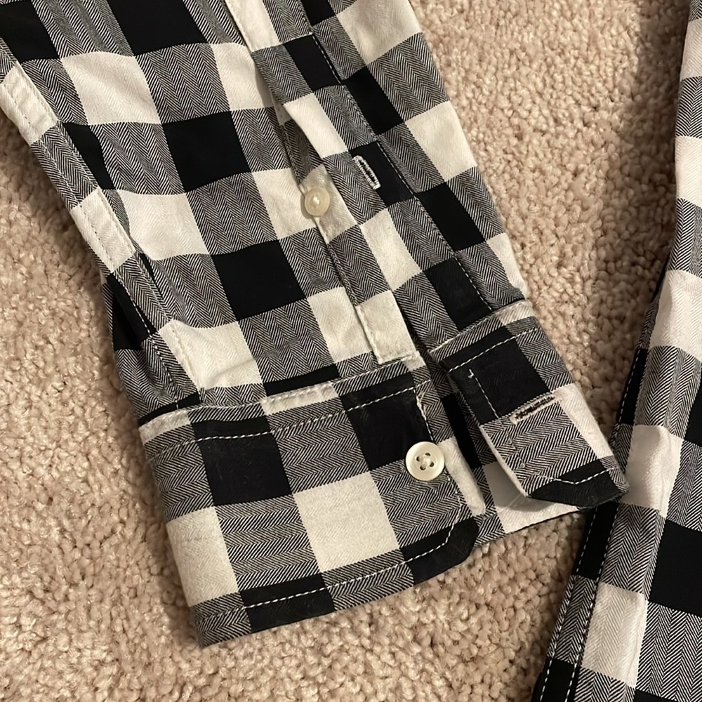 GAP Shirt Mens Medium Black and White Checkers Long Sleeve - Picture 2 of 5